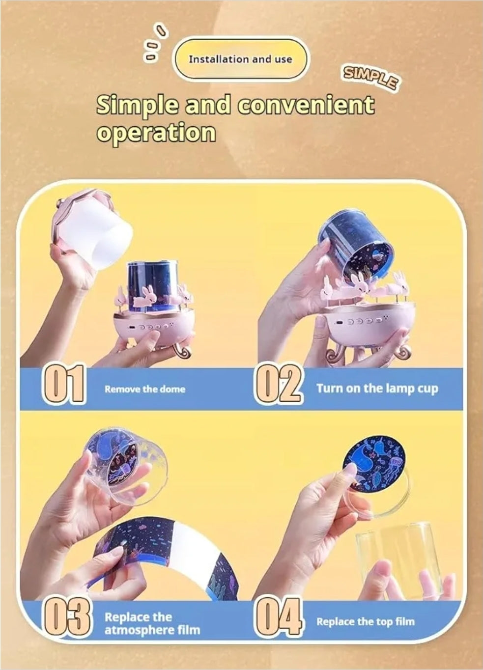 🌙 Bunny Carousel Night Light Projector