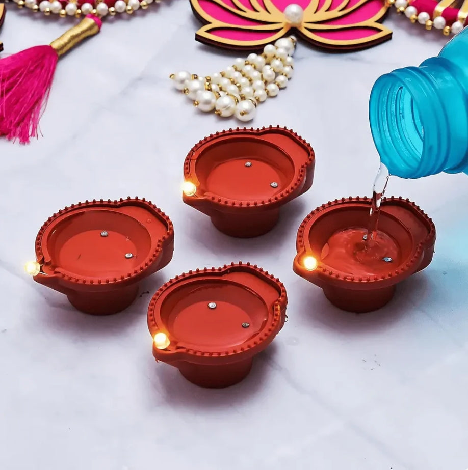 LED Water Sensor Diyas - Safe, Smokeless & Reusable Ambient Lights (Pack of 12/24/48) 👇
