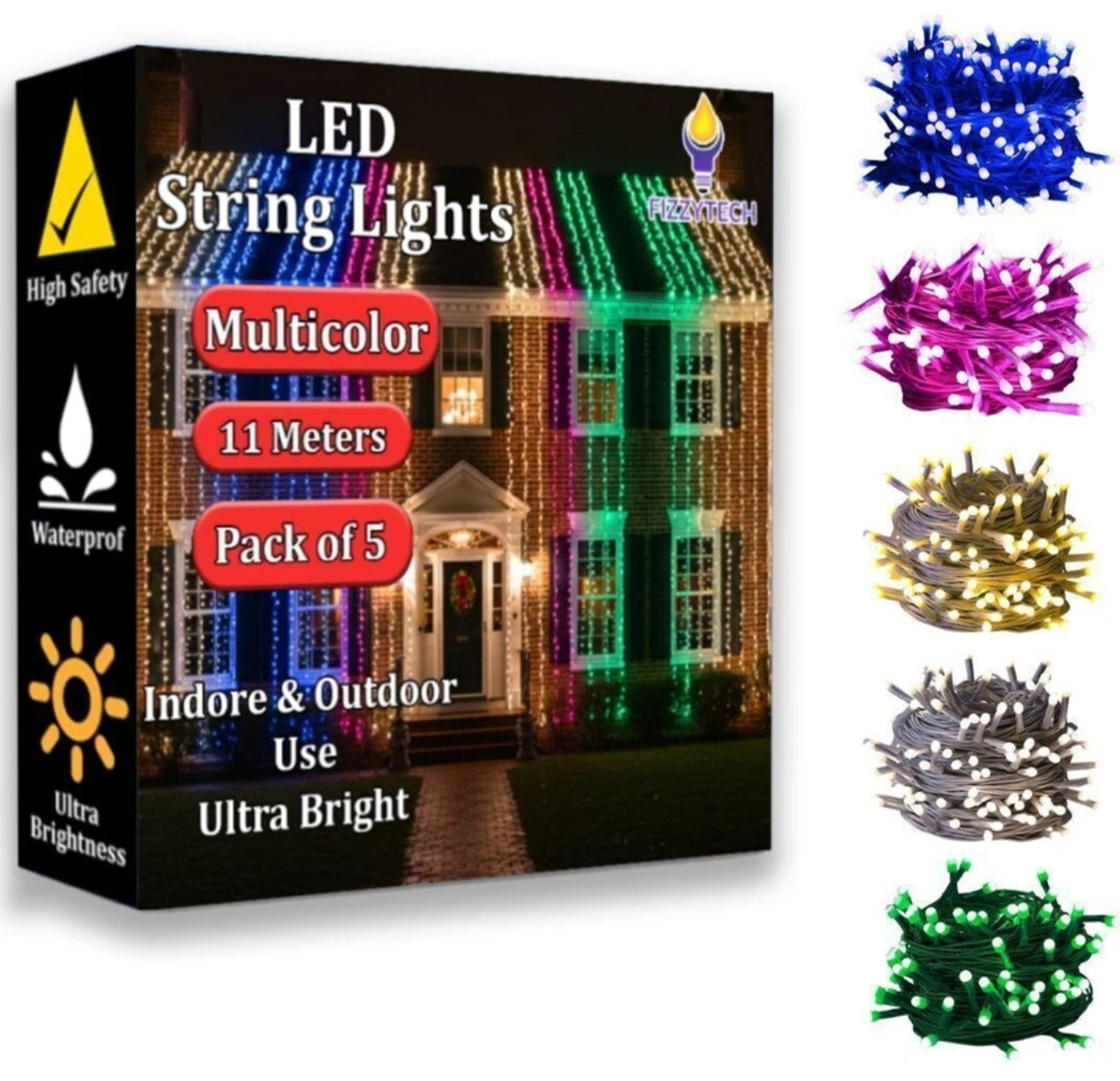 40 LEDs 11 m Multicolor Steady String Rice Lights (Pack of 5)
