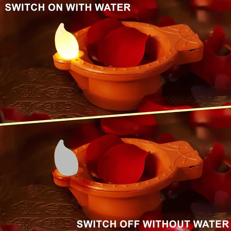 LED Water Sensor Diyas - Safe, Smokeless & Reusable Ambient Lights (Pack of 12/24/48) 👇